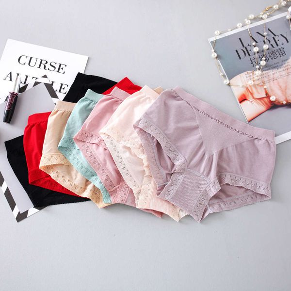 

modal women's simple underwear sewing large elastic fine lace edge, Black;pink