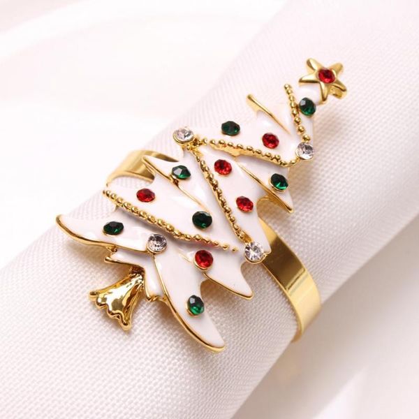

napkin rings ring long lasting 6pcs/set convenient adorable christmas tree shape metal towel eye-catching for party