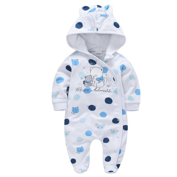 

jumpsuits spring autumn baby boys romper cotton hooded toddler girls clothes born jumpsuit infant boy coveralls, Blue