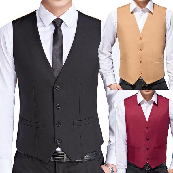 

men's vests mens black colour wedding suit for men slim fit dress vest male formal tuxedo waistcoat business casual sleeveless jacket, Black;white