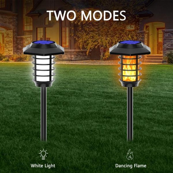 

lawn lamps 2 pack outdoor solar lights 48 led torch light flickering flame garden ornament waterproof lamp security lighting