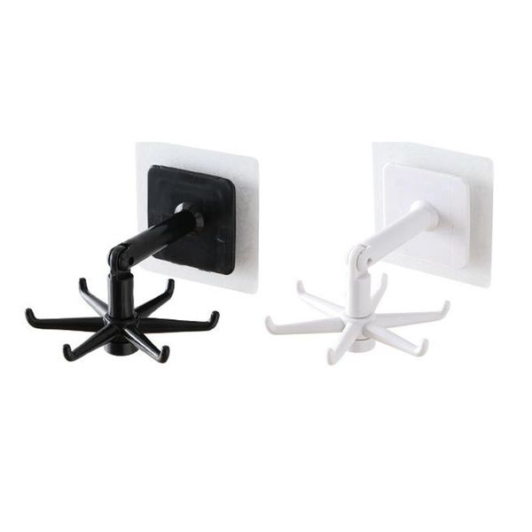 

2pcs kitchen gadget accessories bathroom hook wall-mounted 360Â° rotating easy to install and tear off strong adsorbability hooks & rails