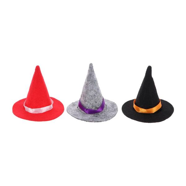 

party hats 3pcs lovely witch chic bottle decor favors diy hair accessories crafts for (black and grey red)