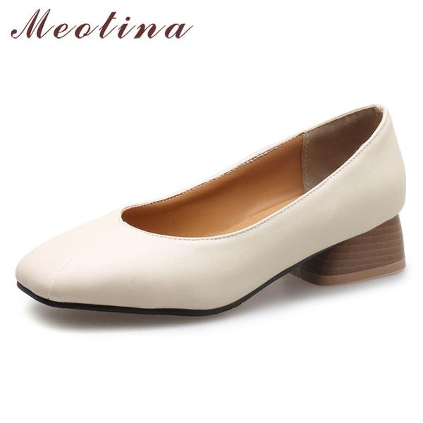 

dress shoes meotina high heels women pumps fashion chunky loafers quality square toe female spring big size 33-46, Black