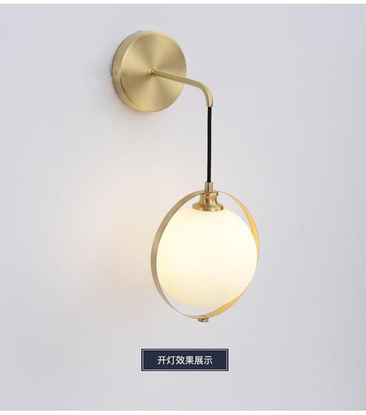 

wall lamp postmodern creative all-copper light luxury american style simple bedroom bedside living room aisle tv
