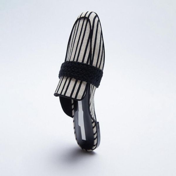 

slippers shoes woman 2021 flat gingham cover toe pantofle female mule beige heeled sandals luxury slides mules black summer