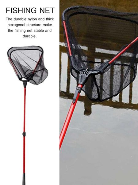 

aluminum alloy pole folding landing net 180/250/300cm retractable fishing telescoping foldable for accessories