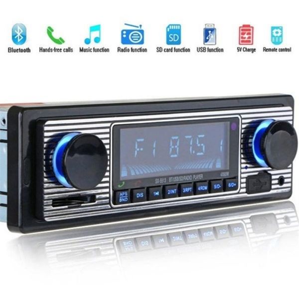 Урожай Автомобиль Bluetooth Радио MP3-плеер Стерео USB / AUX Classic Audio FM WMA WAV DC 12V Аксессуары 210625