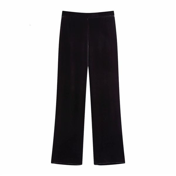 

women's pants & capris chic lady elegant za coffee color velvet long women casual high waist back pocket striaight autumn loose to, Black;white