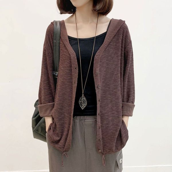 

sweaters spring autumn arts style women long sleeve loose casual hooded cardigan coat single breasted thin solid sweater m479 1eq5, White;black