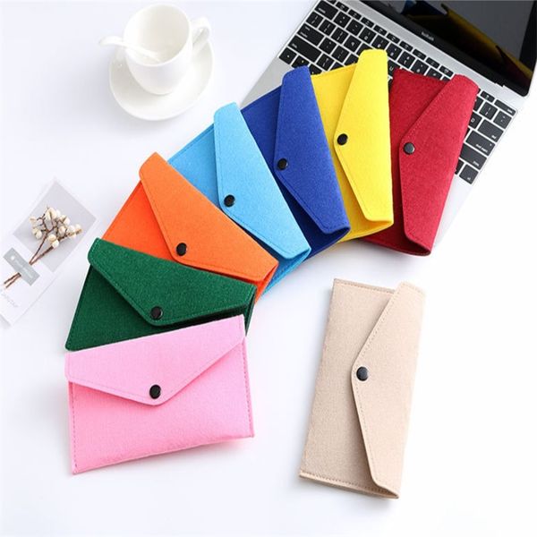 22 colores al por mayor Fieltro Bolsa de teléfono móvil Funda Universal Titular de teléfono celular Sobre Bloqueo Bolsa de tela Monedero Monederos Paquete 2842 Q2