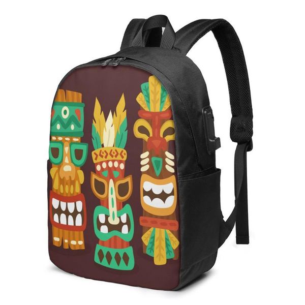 

backpack colorful ethnic masks women men usb charge school bag for girl boy travel lapbookbag daypack