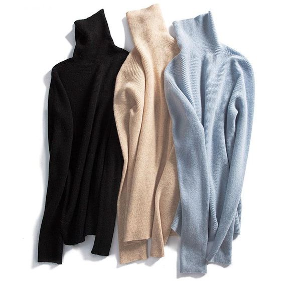 

women's sweaters 2021 autumn winter designer women 100% wool basic sweater highneck pullover, White;black