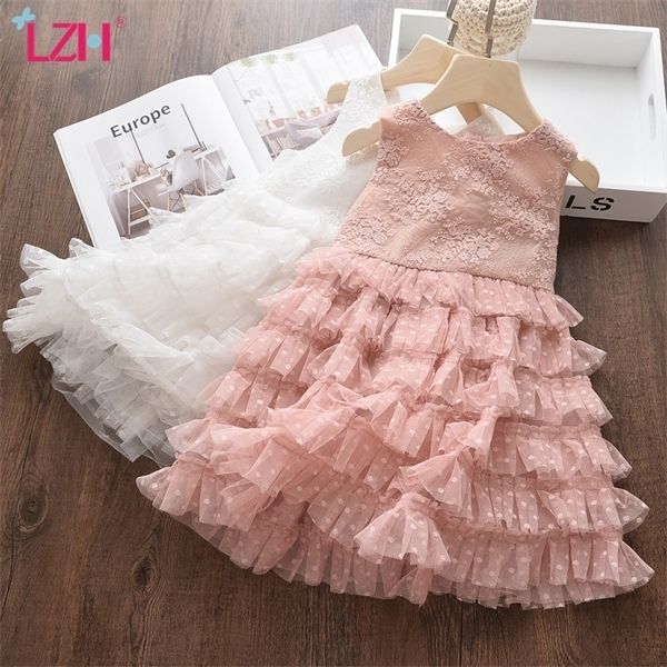 

girl's summer toddler kids baby sleeveless lace mesh cake princess dresses for girls birthday party dress children clothing c0223, Red;yellow