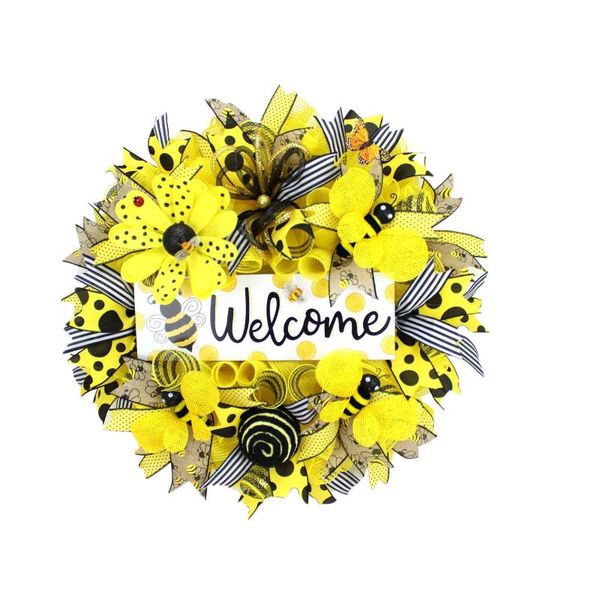 

decorative flowers & wreaths fashion home decoration 40x40cm simulation leaf bee sunflowerwreath artificial garland hanging pendants wedding