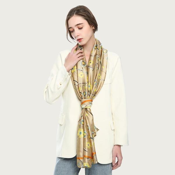 

scarves fresh floral pattern soft scarf for women large silk shawl stole fashion design neck [5032], Blue;gray