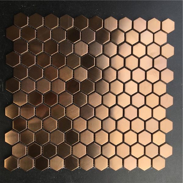 

wallpapers 23mm hexagon brush rose gold metal stainless steel mosaic tiles, creative store waistline fireplace wall floor tile