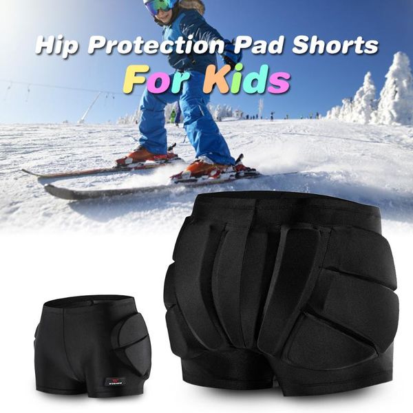 

wosawe kids protective padded shorts outdoor sports skiing skating snowboarding snowboard hip protection elbow & knee pads, Black;gray