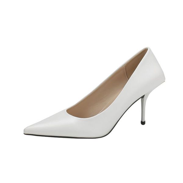 

dress shoes 2021 high heels female green stiletto pointed shallow mouth fashion design sense professional single, Black