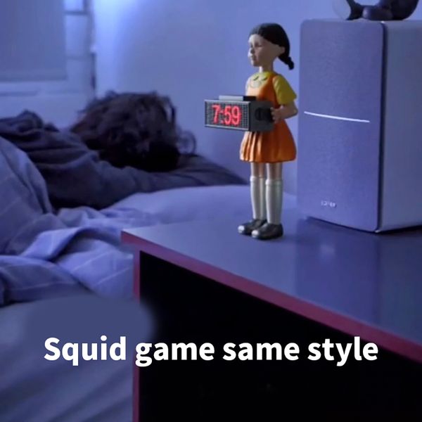 

squid game alarm-clock resin ornament 123 wooden figure doll alarm clock ornaments squid-peripheral games the same paragraph new