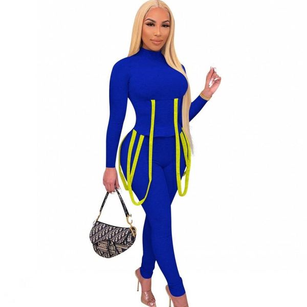 

women's two piece pants pant set suits women o neck full sleeve t shirt outfits with string autumn solid casual tracksuit sets, White