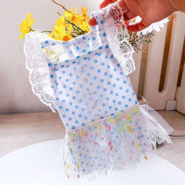 

pet clothing dog spring and summer thin teddy cat bichon skirt bomei puppy dot lace
