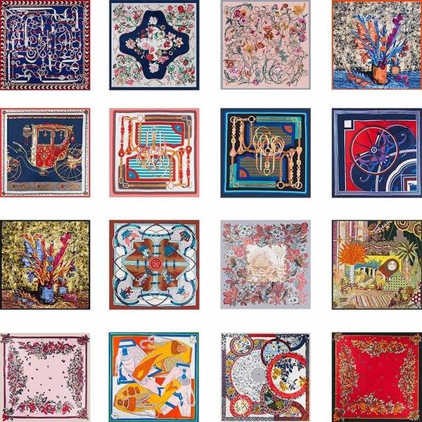 

scarves 2021 printed silk square scarf for women's 75 * 75cm neckline hairband wrap warp soft yarn headband folar, Blue;gray