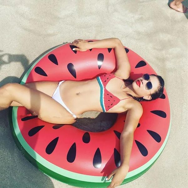 

swimming ring watermelon inflatable for kids adults pool float circle toys giant beach party air mattress & accessories