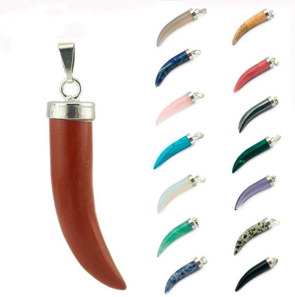 

wolf claw tooth shape galaxy black blue sparkle pendant only tribal ethnic carved necklace stainless steel bail for men women, Silver