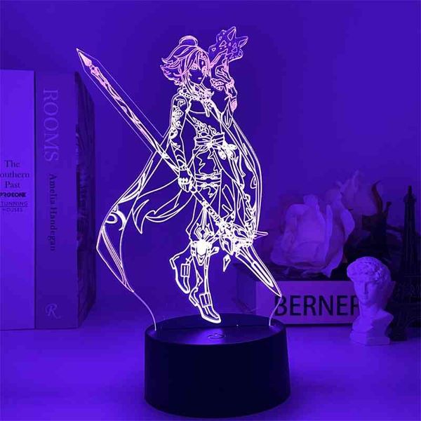 

genshin impact 3d led atmosphere illusion sunset lamp anime figure game night light for indoor bedroom decor indie kids gift