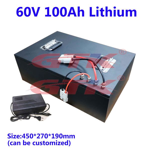 GTK 60 V 80AH 100AH ​​Lityum-İyon Pil Paketi Ile 100A BACK ile Elektrikli Çevre Gezisi Arabaları Enerji Depolama Güç Araçları + 10A Şarj