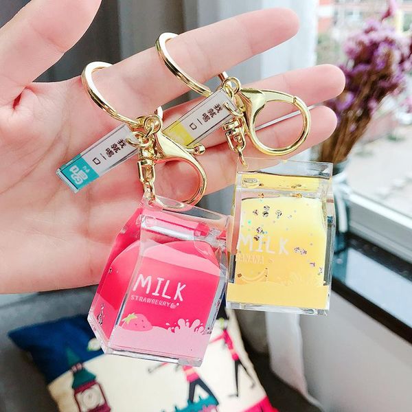 

keychains net red creative pendant backpack small female style personality lovely milk box drifting decoration schoolbag, Silver
