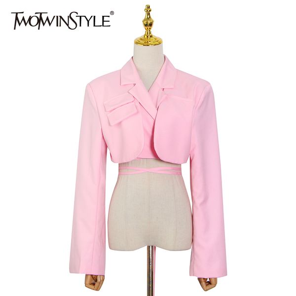 

short hollow out cross blazer for women notched long sleeve casual blazers female fashion new clothing tide spring 210428, White;black