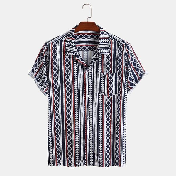 

men's casual shirts mens striped hawaiian short sleeve button turndown collar beach men business ropa camisa masculina, White;black