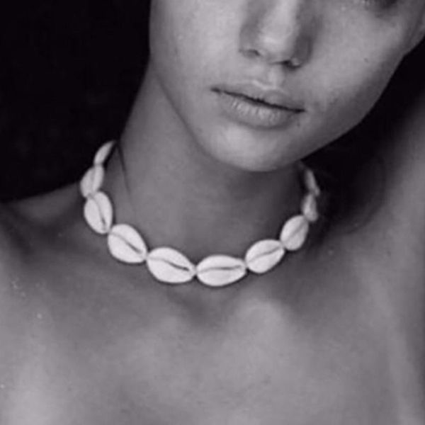 

chokers stylish beach sea shell pendant necklaces chain choker necklace fashion jewelry for women girl wedding party gift, Golden;silver