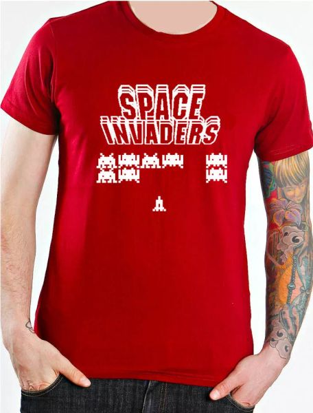 

space invaders retro atari gaming 80s t-shirt, White;black