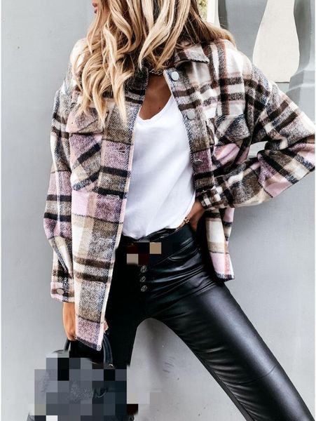 

women's jackets 2021 autumn plaid coat long sleeve single breasted female coats winter warm casual fashion elegant ladies outerwear, Black;brown
