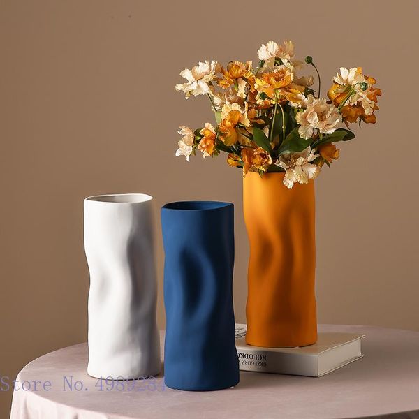 

creative ceramic pleated vase handmade irregular flower arrangement home decoration accessories vases