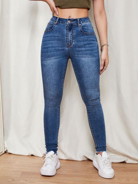 

ripped raw hem jeans x6um#, Blue