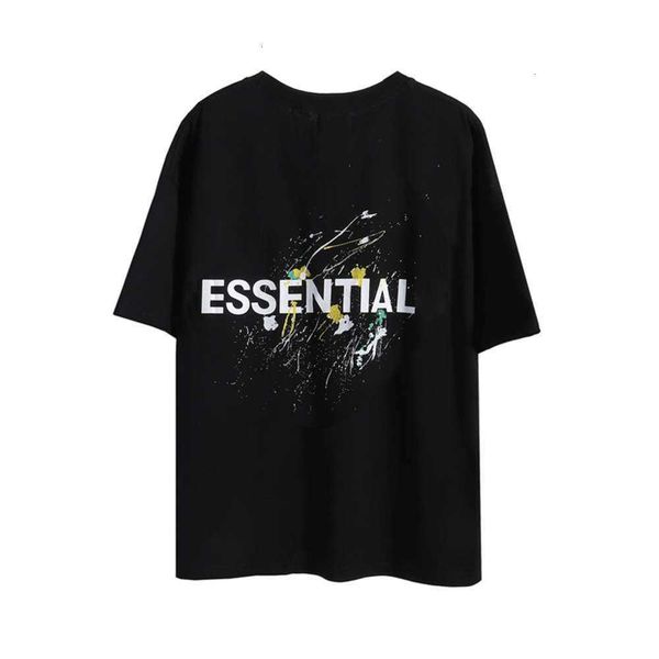 

splash t shirts ink drop shoulder loose men's and women's same round neck short sleeve, White;black