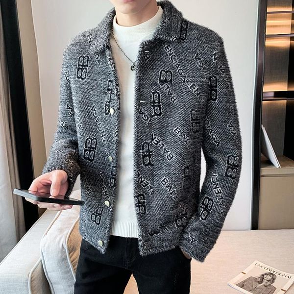 

men's jackets 2021 letter printing jacket men thicker winter wool trench coat casual slim short steetwear woolen windbreaker hombre 3xl, Black;brown