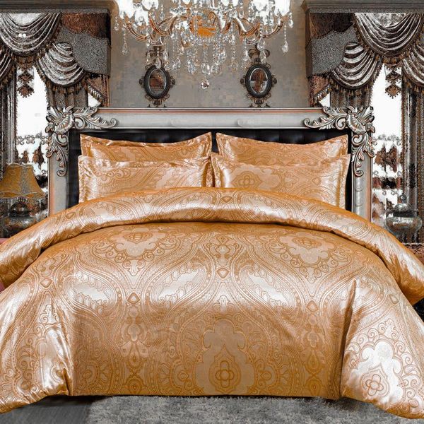 

bedding sets jacquard 4pcs set flat/bed sheet fitted full  king luxury duvet cover pillowcases bed linen