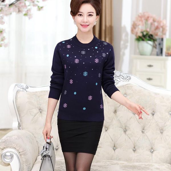 

women's sweaters 2021 middle-aged autumn and winter plus cashmere thick sweater warm knit bottom shirt old man grandmother clothes, White;black