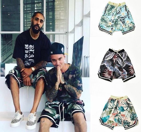 

fashionable shorts high street fog leaf jungle hawaiian beach pants casual basketball cross low end trendy man, White;black