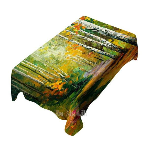 

table cloth forest road rectangle use stain resistant spillproof wrinkle polyester fabric damask for decorative holiday dinner