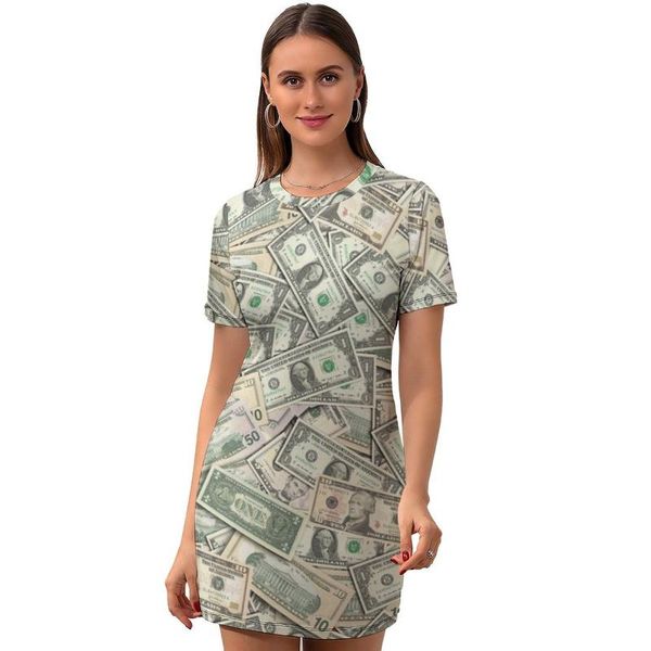 

casual dresses money dress short sleeve printed going out bodycon tight girl spandex elegant one-piece, Black;gray