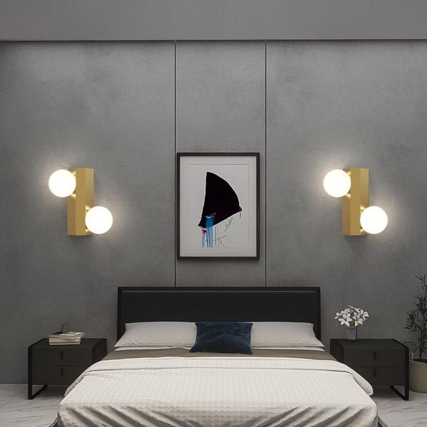 

wall lamps modern bedroom bedside lamp golden&black iron tv background creative minimalist light luxury aisle corridor lighting