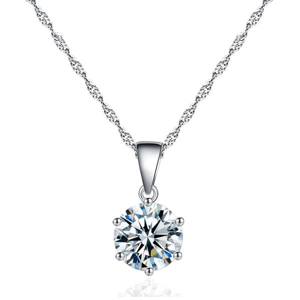 

pendant necklaces multi color female crystal zircon necklace charming women's clavicle chain fashion jewelry gifts party choker, Silver