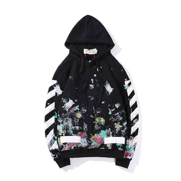 

fashion hoodie back arrow print high street sport jas black white men and women clothing 100% cat off