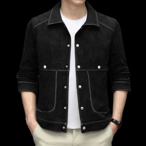 

men's jackets spring autumn korean business casual cargo jacket men cardigan overcoat turn-down collar coats male m-4xl, Black;brown